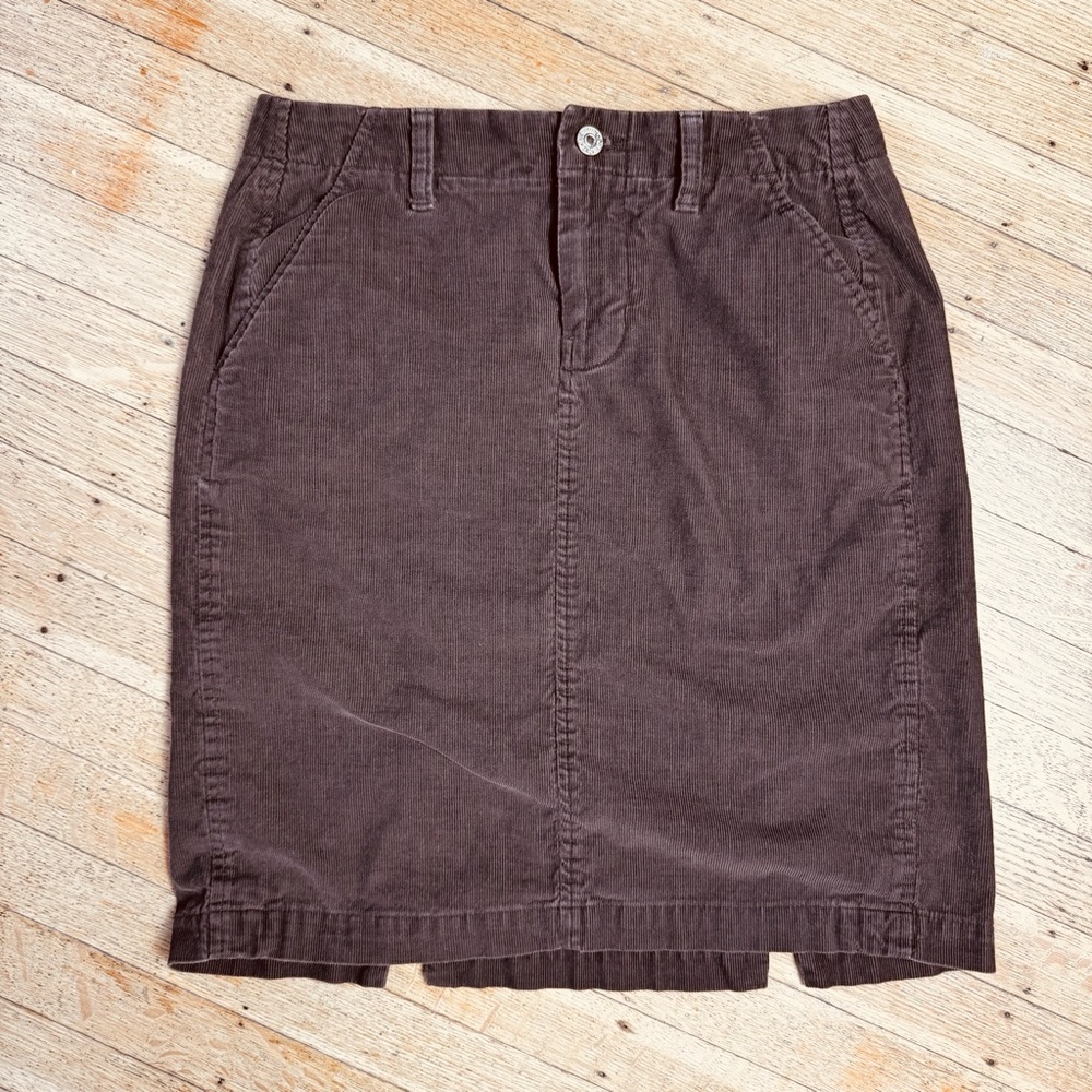 Banana Republic Chocolate Brown Corduroy Skirt with Double Back Slit, Size 2